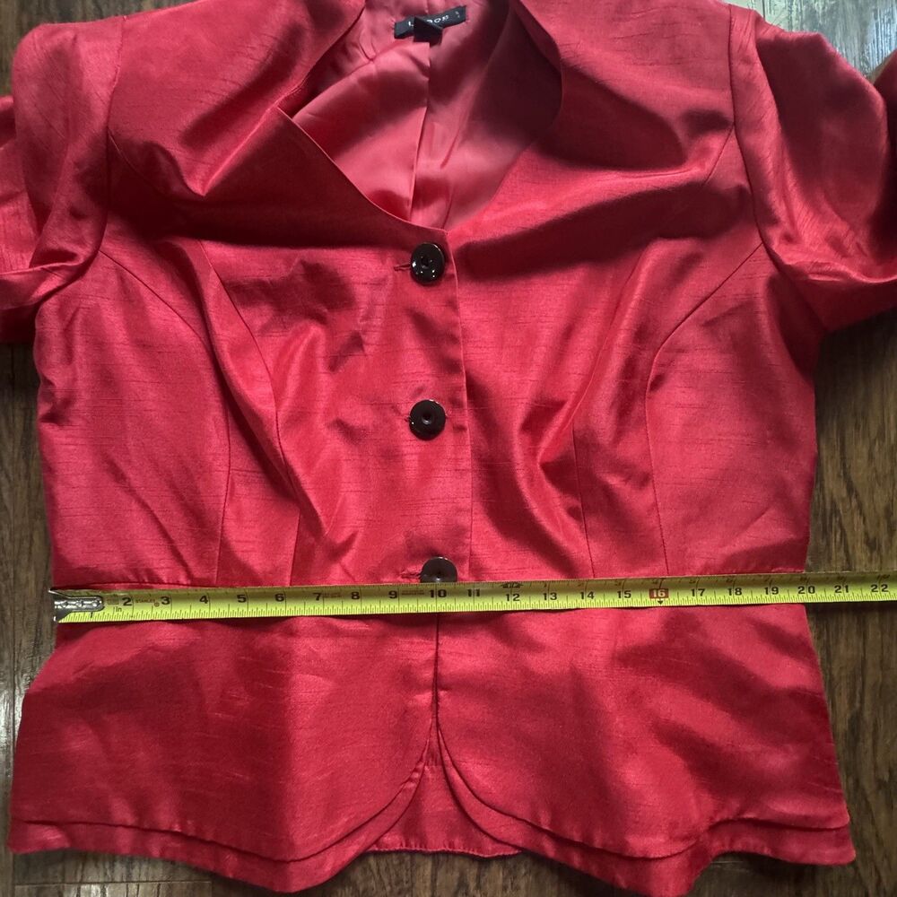 NWT Le Bos Jacket Blazer Short Red Peplum 3/4 Sleeve Womens Size 14W Holiday - Picture 8 of 15